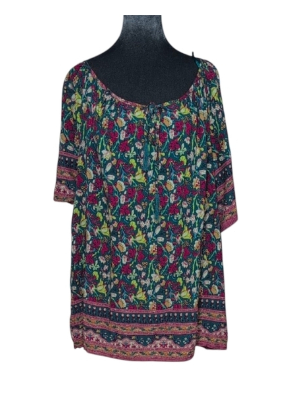 Cynthia Rowley Red and Green Floral Blouse Top Size 1X